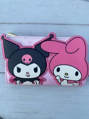 Sanrio Pink & Black Kuromi and My Melody Zip Wallet